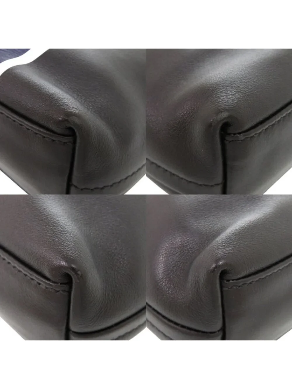 Prada Triangle Logo Leather Black Blue Shoulder Bag